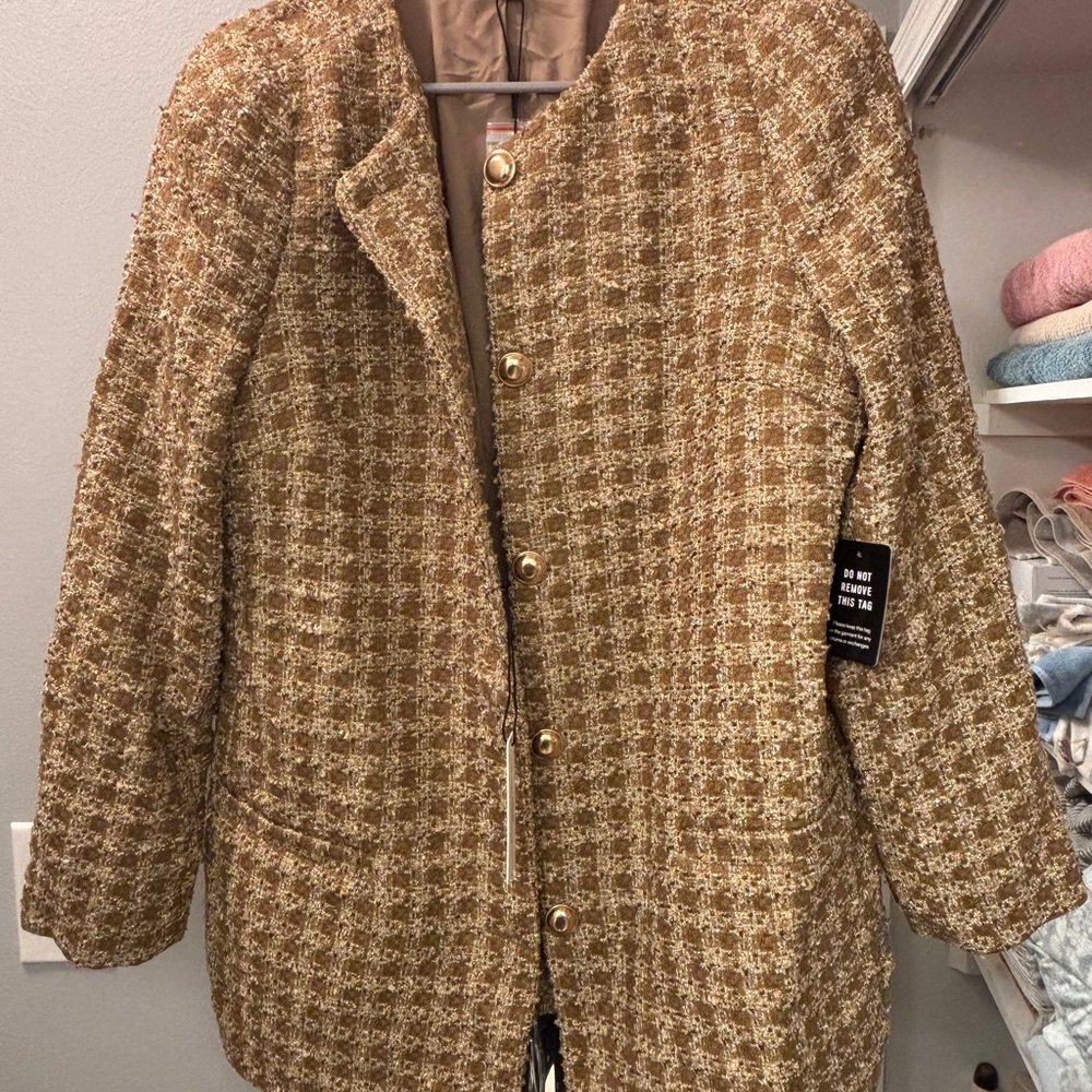 Express Tan Tweed Blazer